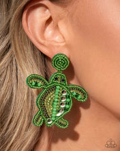 Load image into Gallery viewer, Turtle Tapestry Green Post Paparazzi Earring