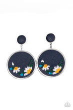 Load image into Gallery viewer, Embroidered Gardens Blue Post Earrings