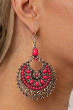 Load image into Gallery viewer, Laguna Leisure - Pink Bead Silver Circle Earrings - Paparazzi