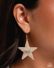 Load image into Gallery viewer, Celebratory Character 2026 Srar Paparazzi Gold Earrings