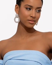 Load image into Gallery viewer, Sparkly Safeguard - White Rhinestone Silver Circle Post Earrings - Paparazzi