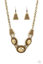 Load image into Gallery viewer, Textured TRAPEZOID - Brass Paparazzi Necklace