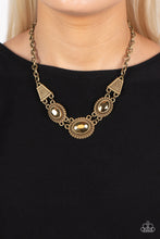 Load image into Gallery viewer, Textured TRAPEZOID - Brass Paparazzi Necklace