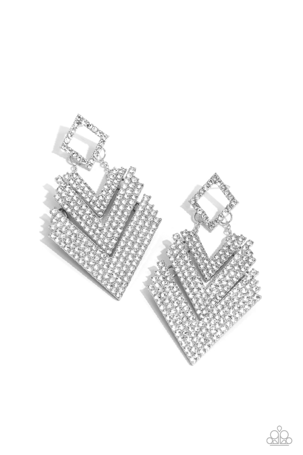 Cautious Caliber - White Paparazzi Earrings