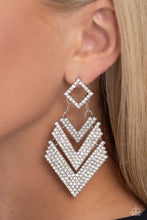 Load image into Gallery viewer, Cautious Caliber - White Paparazzi Earrings
