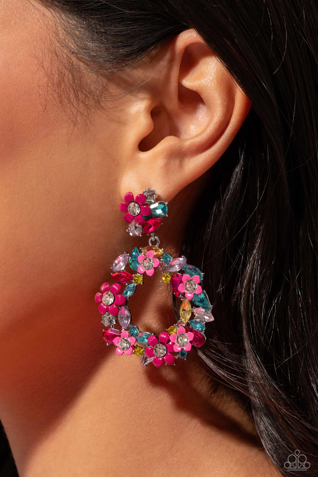Wreathed in Wildflowers - Multi Life of the Party Paparazzi Earrings