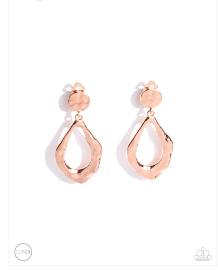 Metallic Mezzanine Copper Clip-on Earrings
