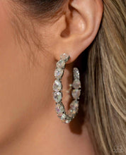 Load image into Gallery viewer, Presidential Pizzazz White Hoop Earrings
