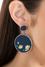 Load image into Gallery viewer, Embroidered Gardens Blue Post Earrings
