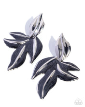 Load image into Gallery viewer, Leafy Lineup - Black and Silver Leaf Post Earrings - Paparazzi
