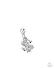 Load image into Gallery viewer, Shopping Spree - White Rhinestone Dollar Sign Rhodium Plated Charm - Paparazzi
