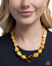 Load image into Gallery viewer, Trailblazing Tortoise - Yellow Stone Animal Print Short Necklace - Paparazzi
