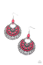 Load image into Gallery viewer, Laguna Leisure - Pink Bead Silver Circle Earrings - Paparazzi
