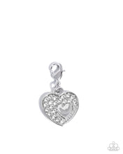 Load image into Gallery viewer, Memorable Matriarch - White Rhinestone Heart Rhodium Plated Charm - Paparazzi
