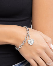 Load image into Gallery viewer, Memorable Matriarch - White Rhinestone Heart Rhodium Plated Charm - Paparazzi
