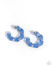 Load image into Gallery viewer, Coiled Cameo Blue Hoop Earrings
