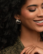 Load image into Gallery viewer, A Glimpse of Elegance Cowhide Couture - Brown and White Cowhide Animal Print Gold Western Post  Earrings - Paparazzi
