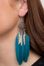 Load image into Gallery viewer, Paparazzi &quot;In Your Wildest DREAMS&quot;  Blue Feather Earrings

