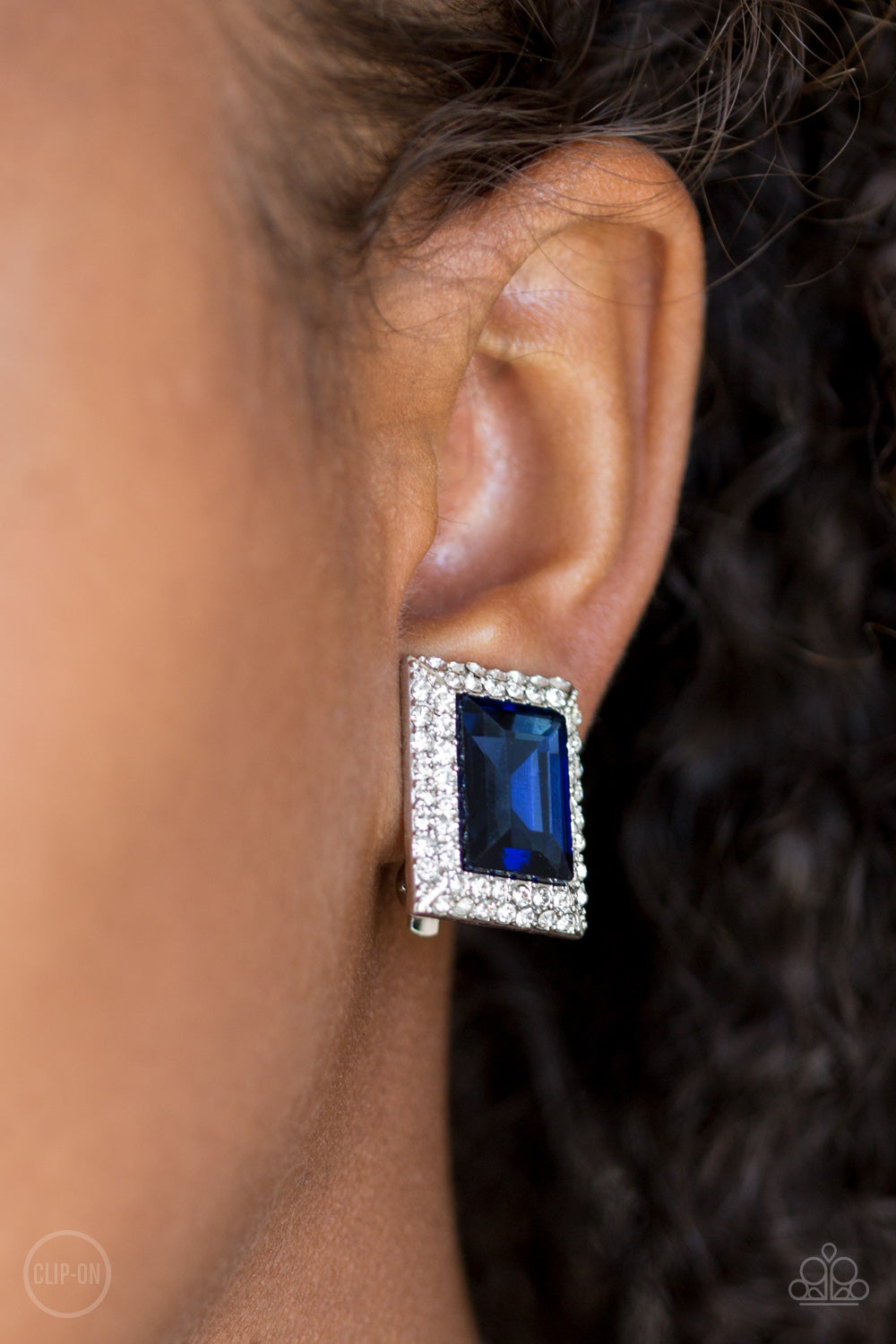 Crowned Couture - Blue Clip-On Paparazzi Earrings