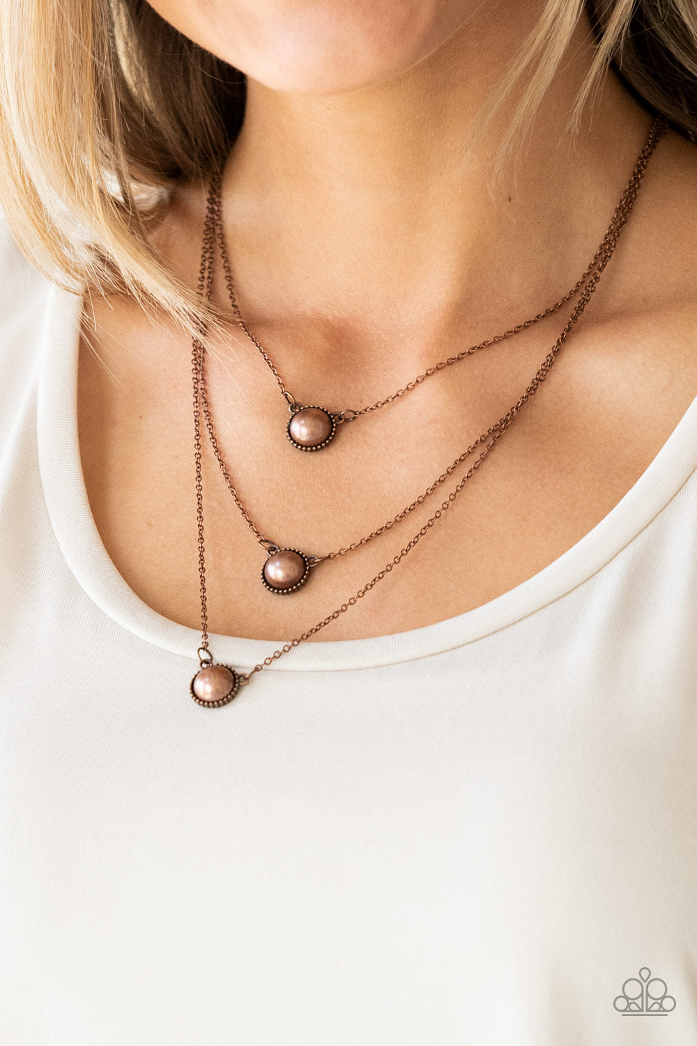Paparazzi A Love For Luster - Copper Pearl Necklace