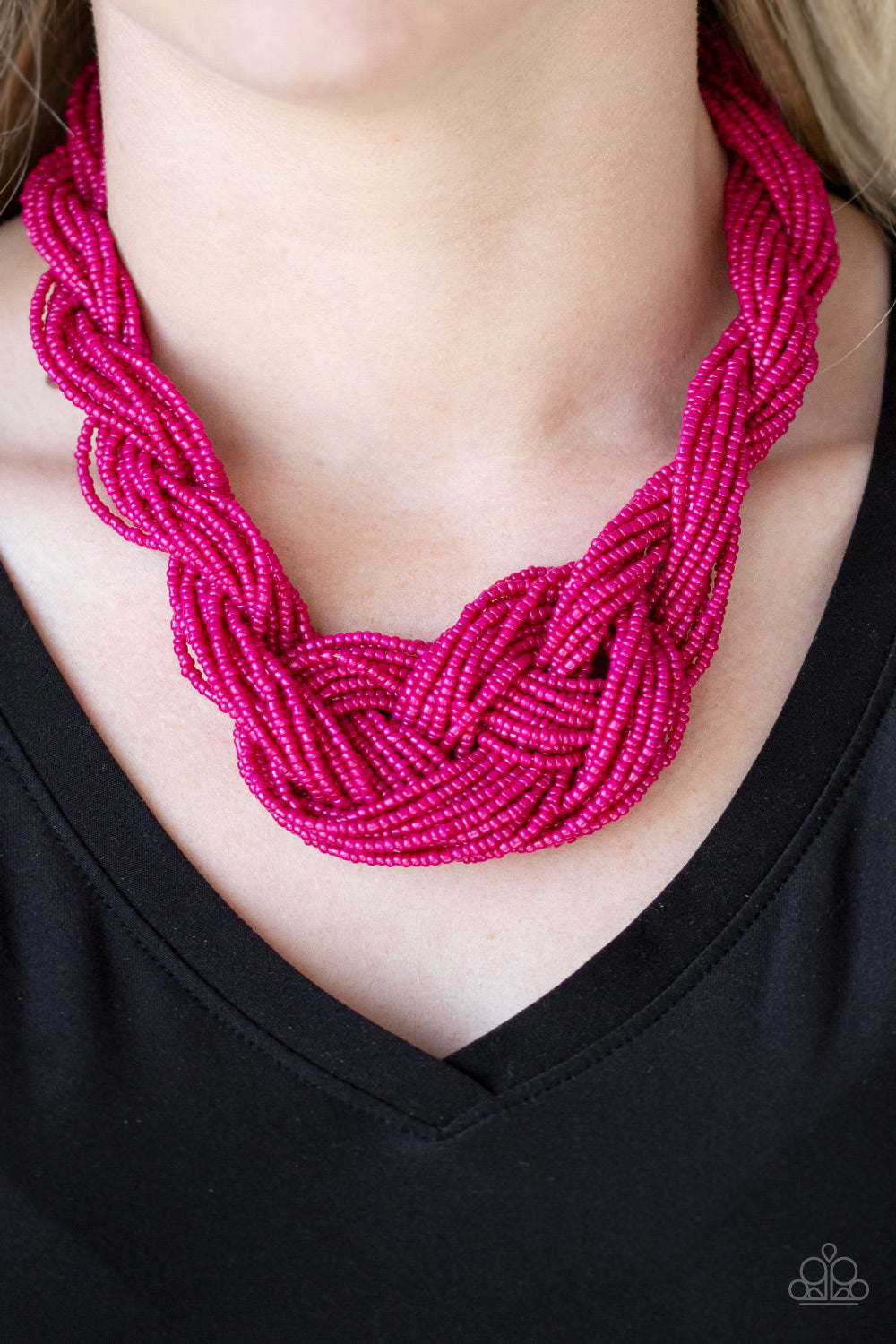 A Standing Ovation- Pink Seed Bead Necklace
