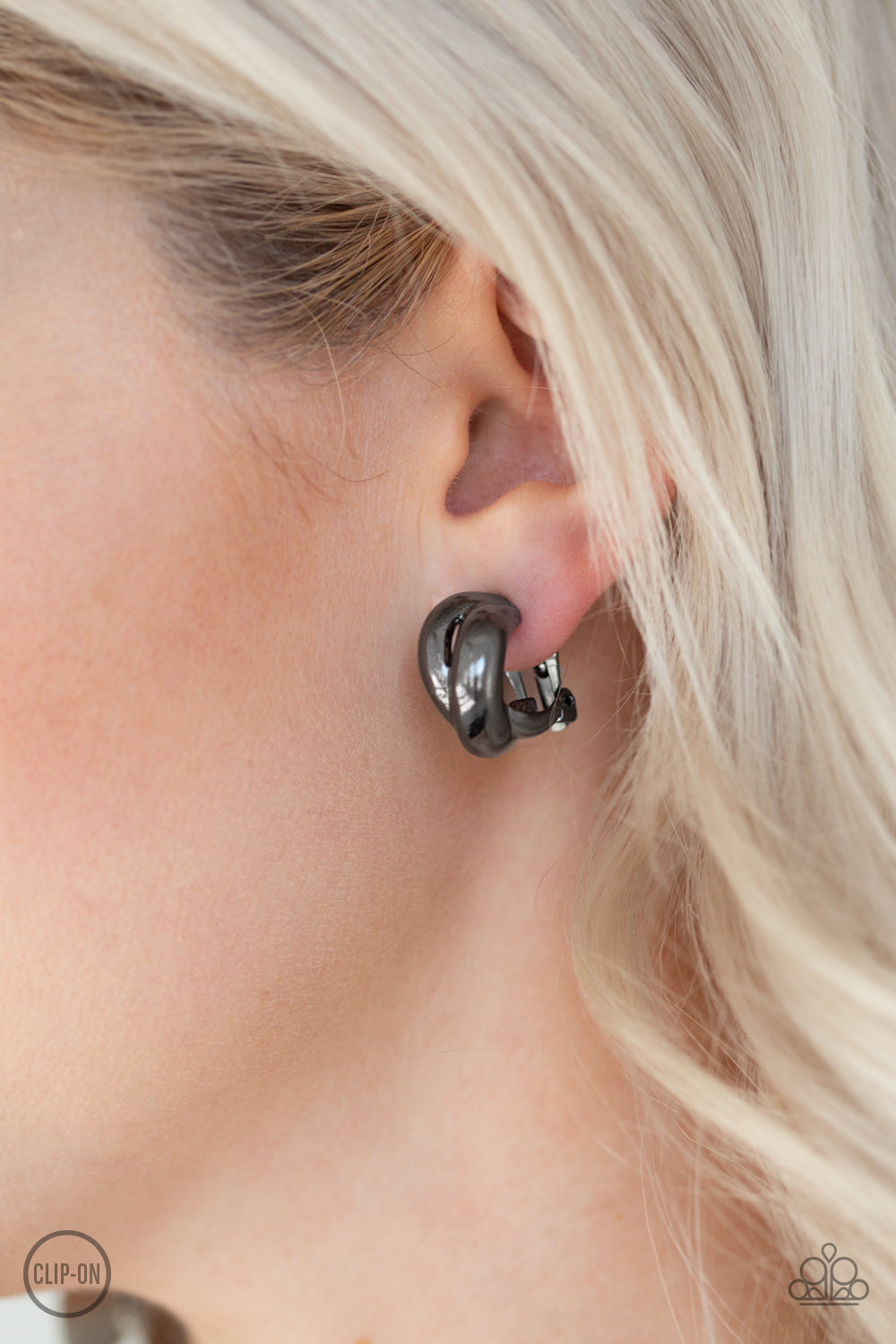 Dining Out Black Clip-on Earrings