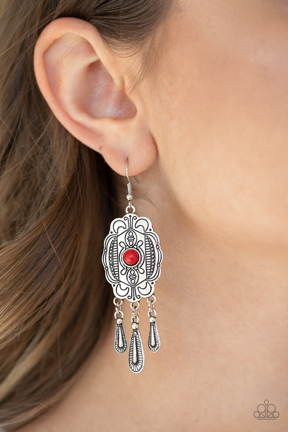 Natural Native - Red -  Paparazzi Earrings
