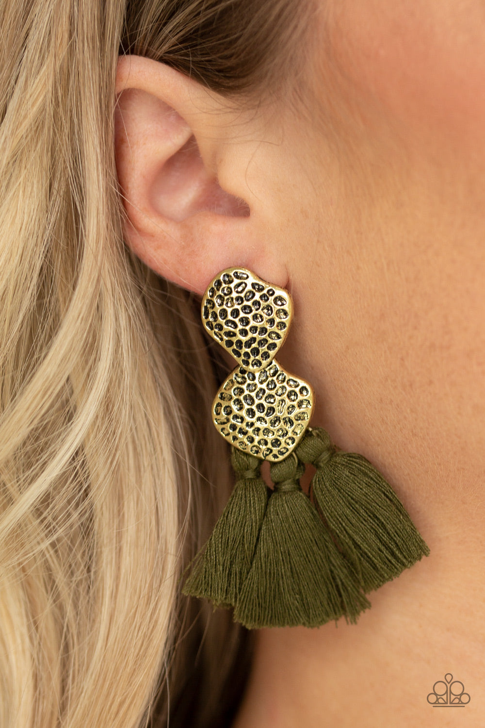 Tenacious Tassel - Green - Paparazzi - Earrings