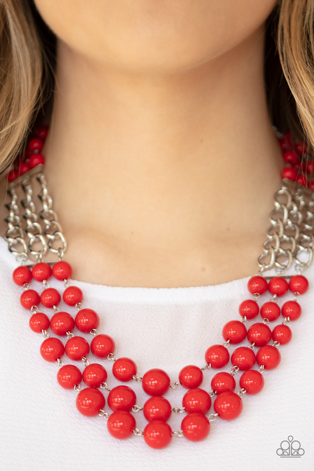 Paparazzi A La Vogue - Red  Beaded Necklace