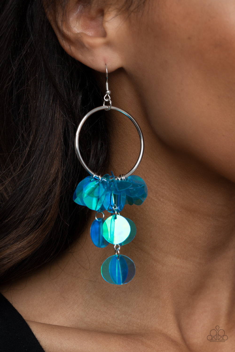 Holographic Hype ~ Blue Paparazzi Earrings