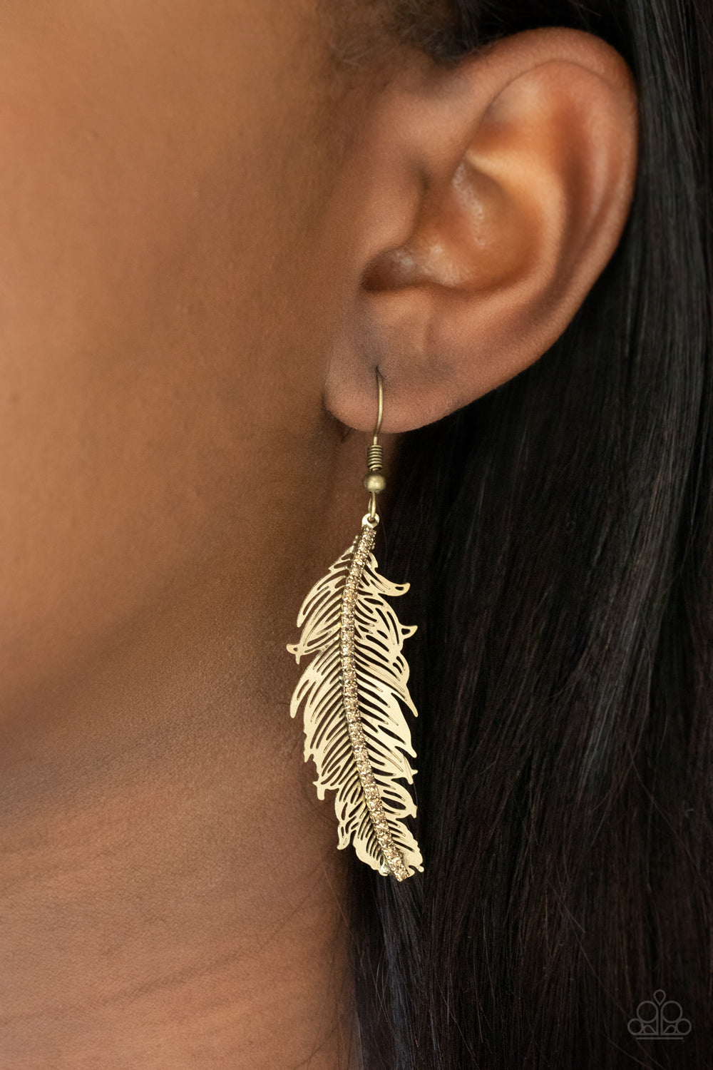 Fearless Flock - Brass - Paparazzi  Earrings