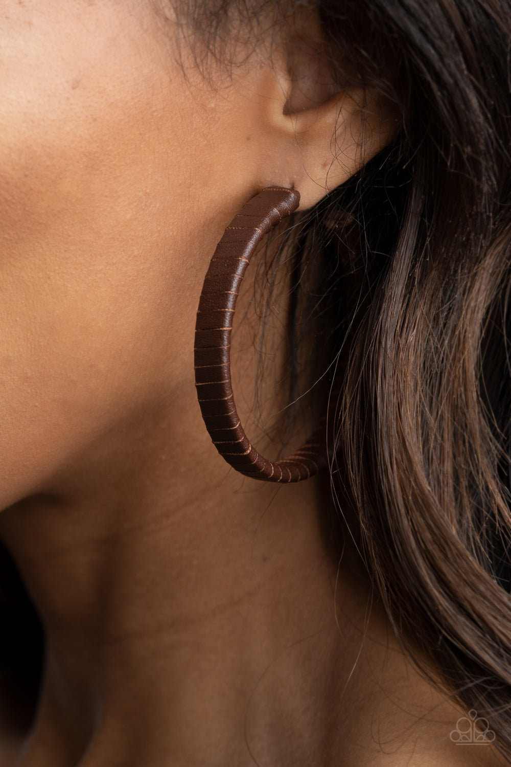 Paparazzi  Leather-Clad Legend - Brown Earrings