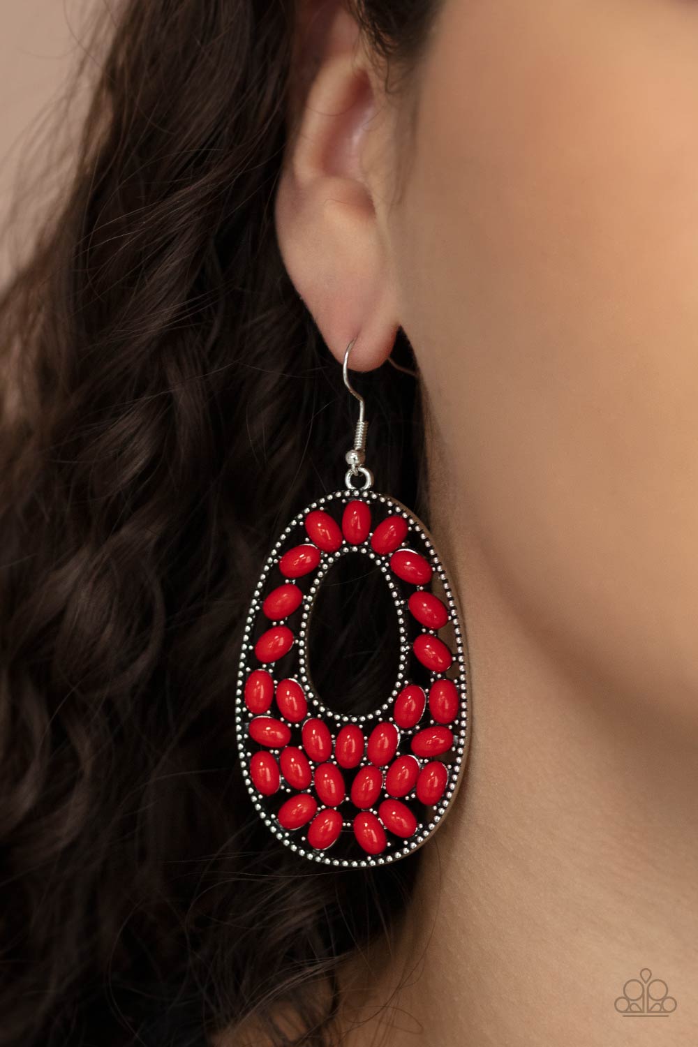 Beaded Shores Red Earrings