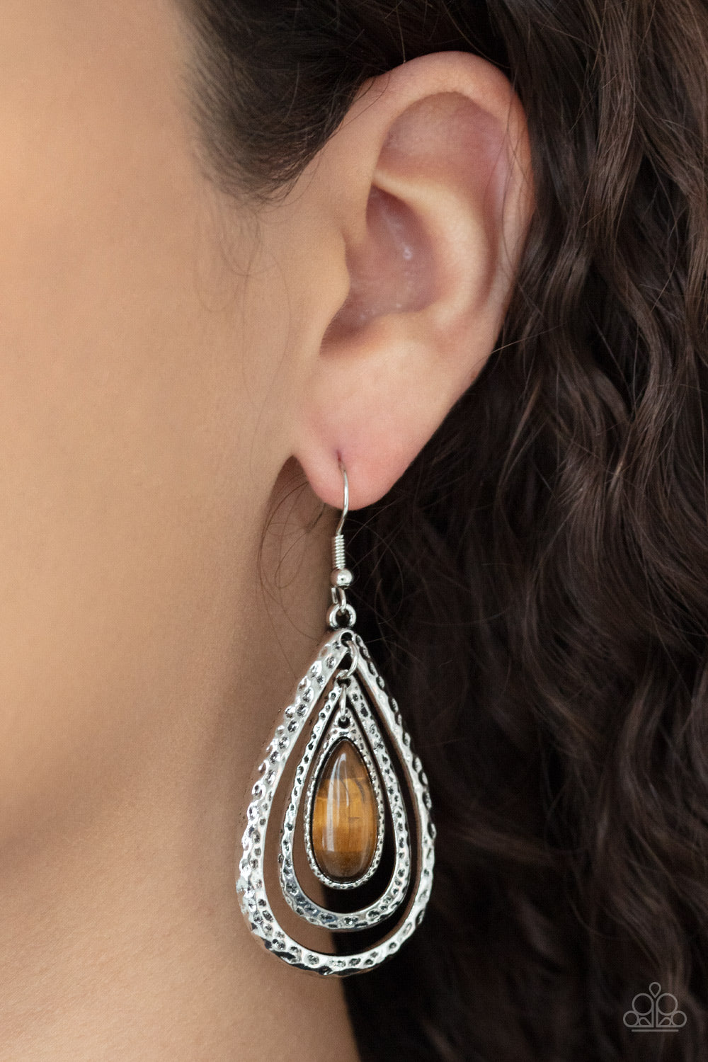 Teardrop Torrent - Brown Earrings- Paparazzi Accessories