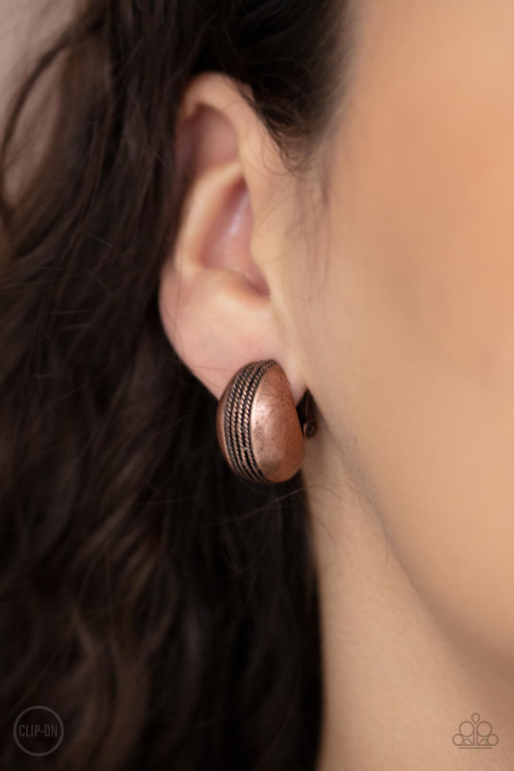 Classic Curves - Copper Clip-on  Paparazzi Earrings