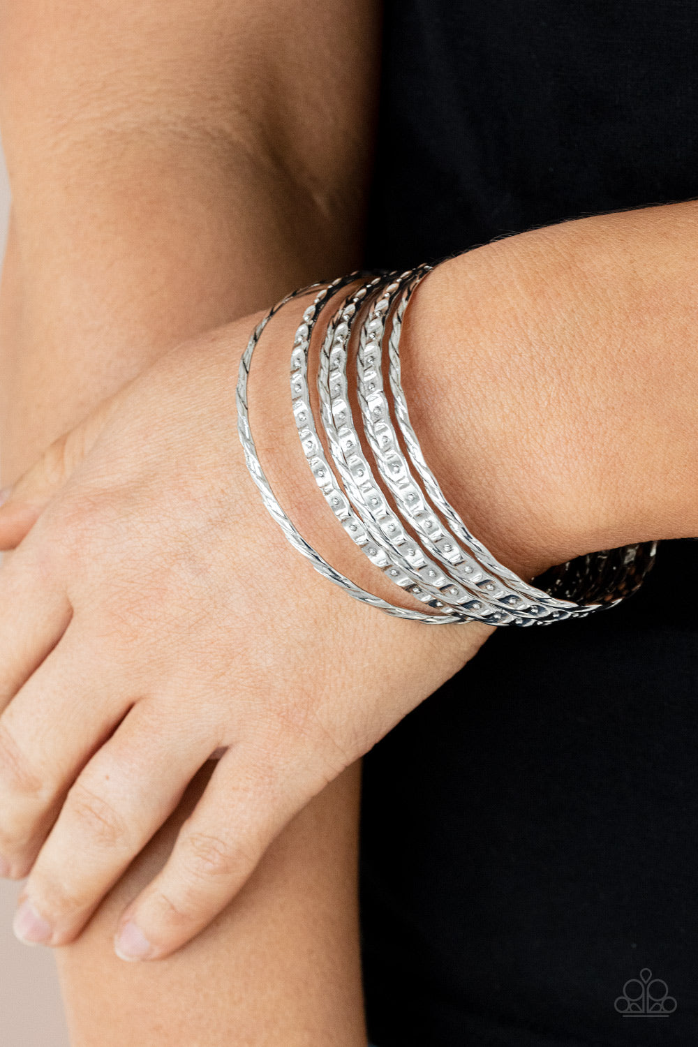 Paparazzi Accessories Back-To-Back Stacks - Silver Bracelet