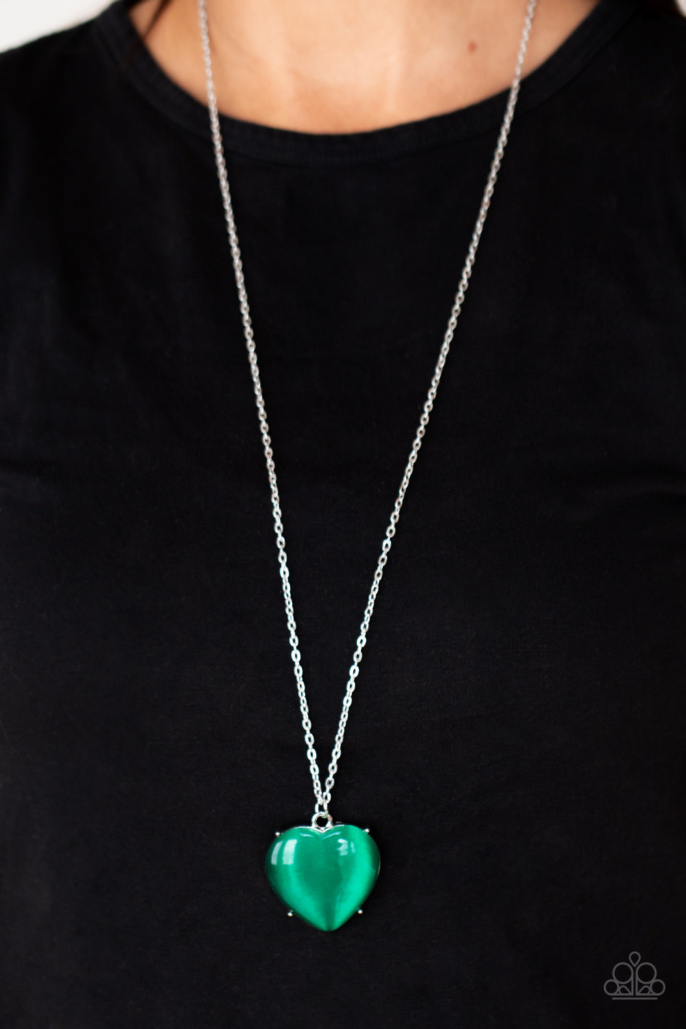 Warmhearted Glow - Green Cat's Eye Stone Paparazzi Necklace
