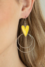 Load image into Gallery viewer, Happily Ever Hearts - Yellow  Paparazzi Earrings
