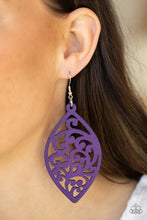 Load image into Gallery viewer, Paparazzi &quot;Coral Garden&quot; Purple Floral Wooden Earrings
