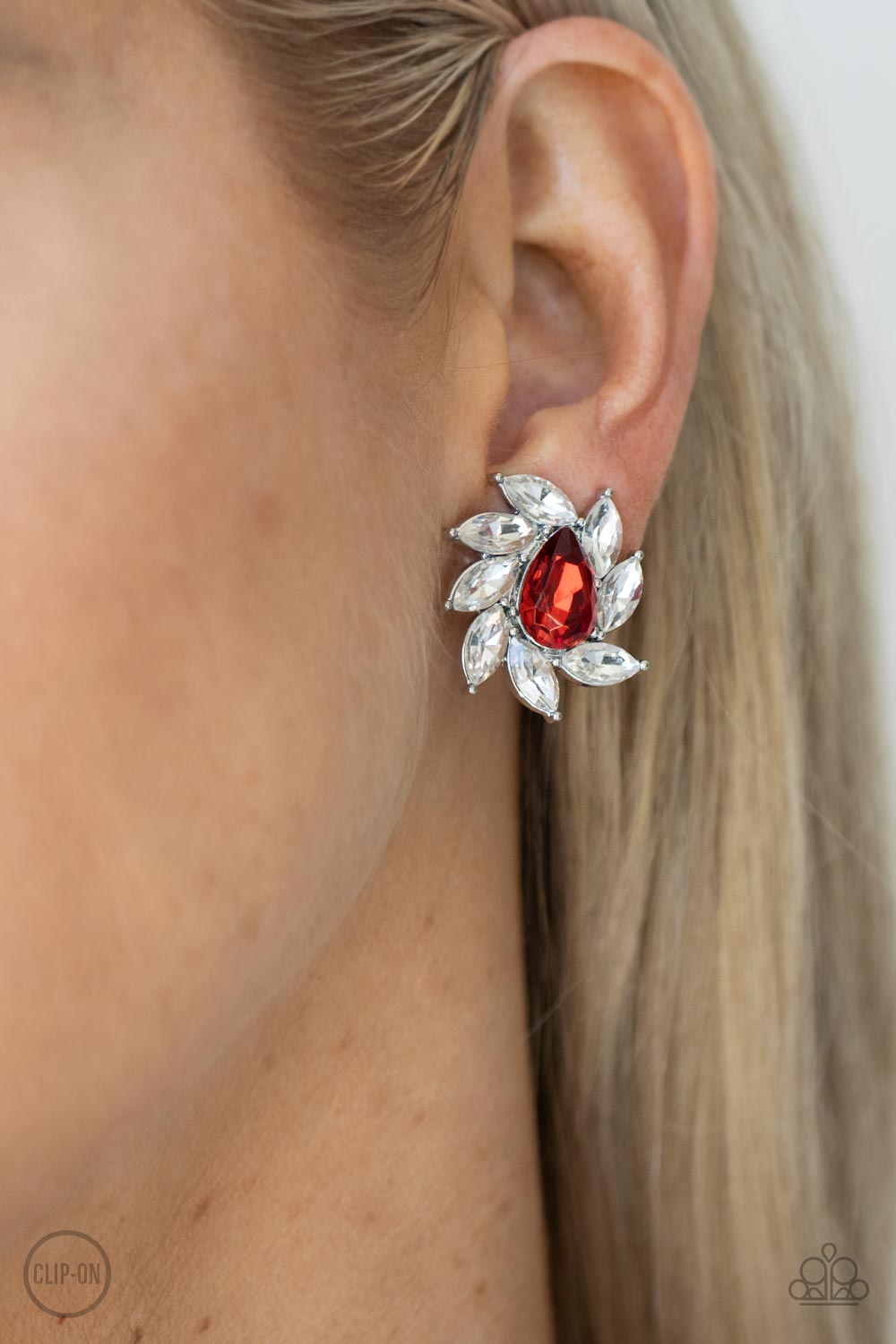 Sophisticated Swirl Red Clip-on Paparazzi Earrings