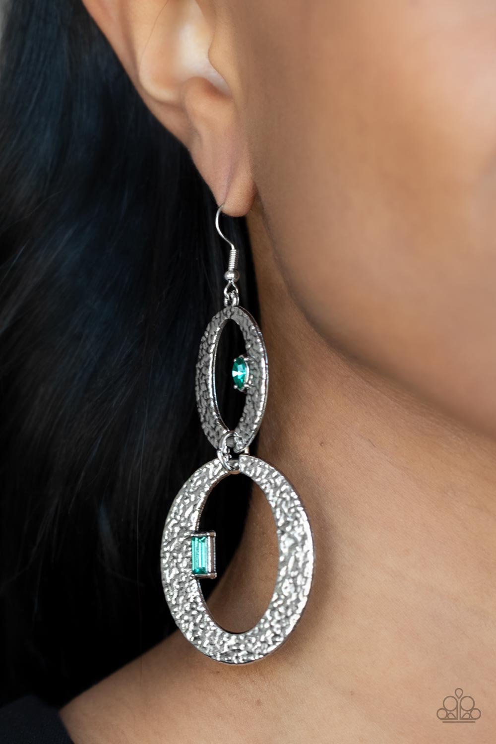 OVAL and OVAL Again - Green Paparazzi Earrings