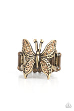 Load image into Gallery viewer, Blinged Out Butterfly - Brass Paparazzi Ring
