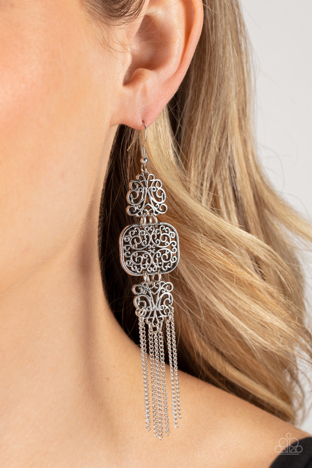 Eastern Elegance - Silver Paparazzi Earrings