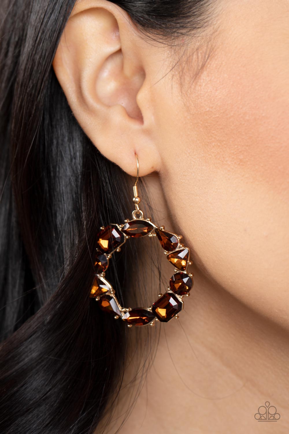 GLOWING in Circles - Brown Paparazzi Earrings