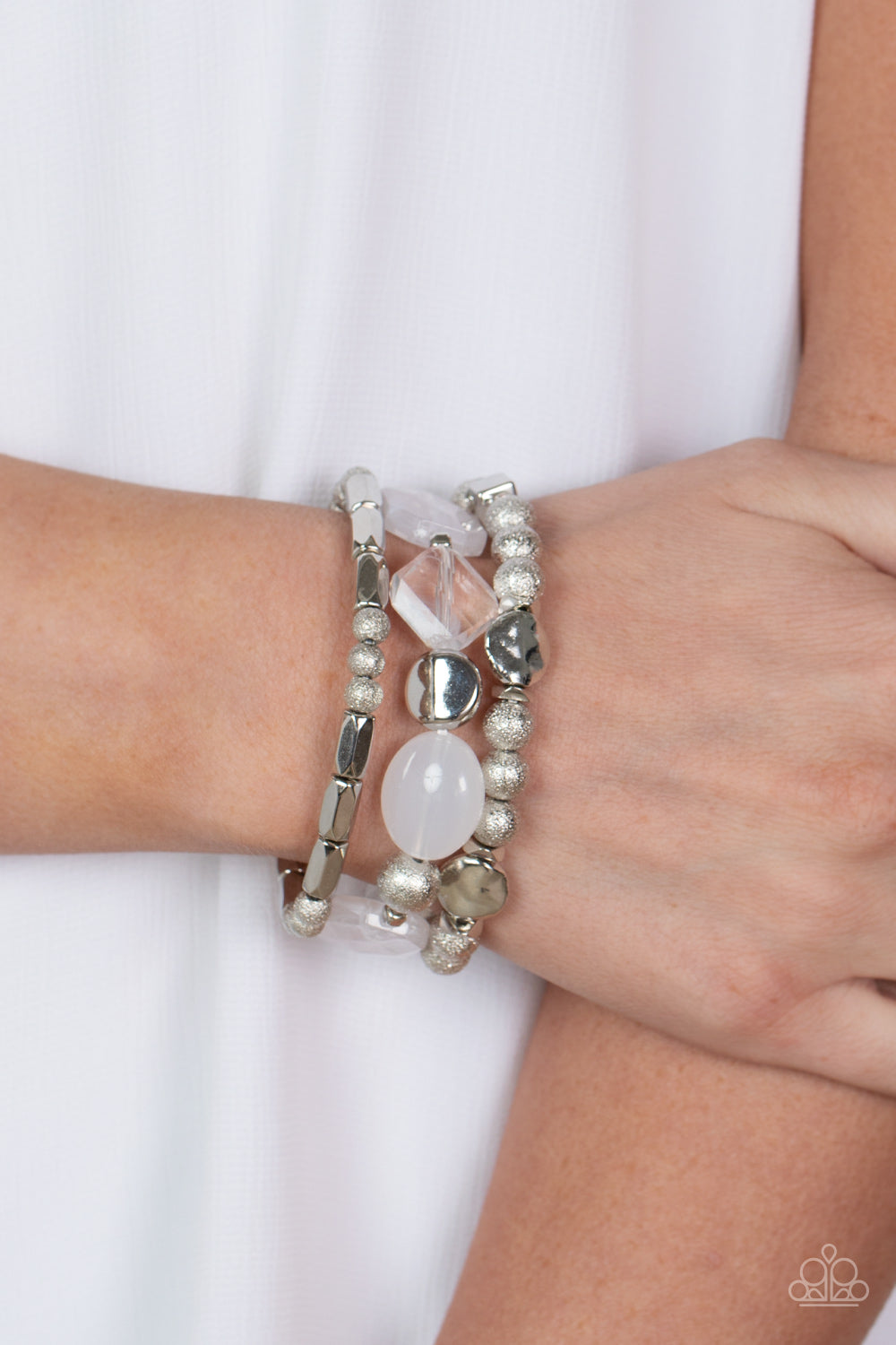 Marina Magic- White Paparazzi Bracelet