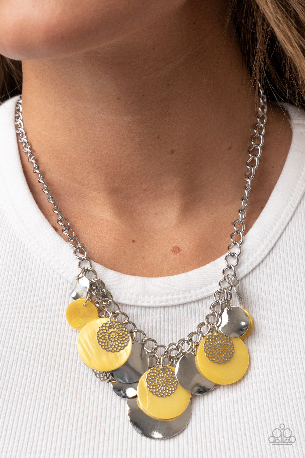 Oceanic Opera - Yellow Paparazzi Necklace