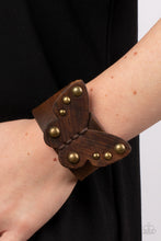 Load image into Gallery viewer, Butterfly Farm - Brass Leather Paparazzi Bracelet
