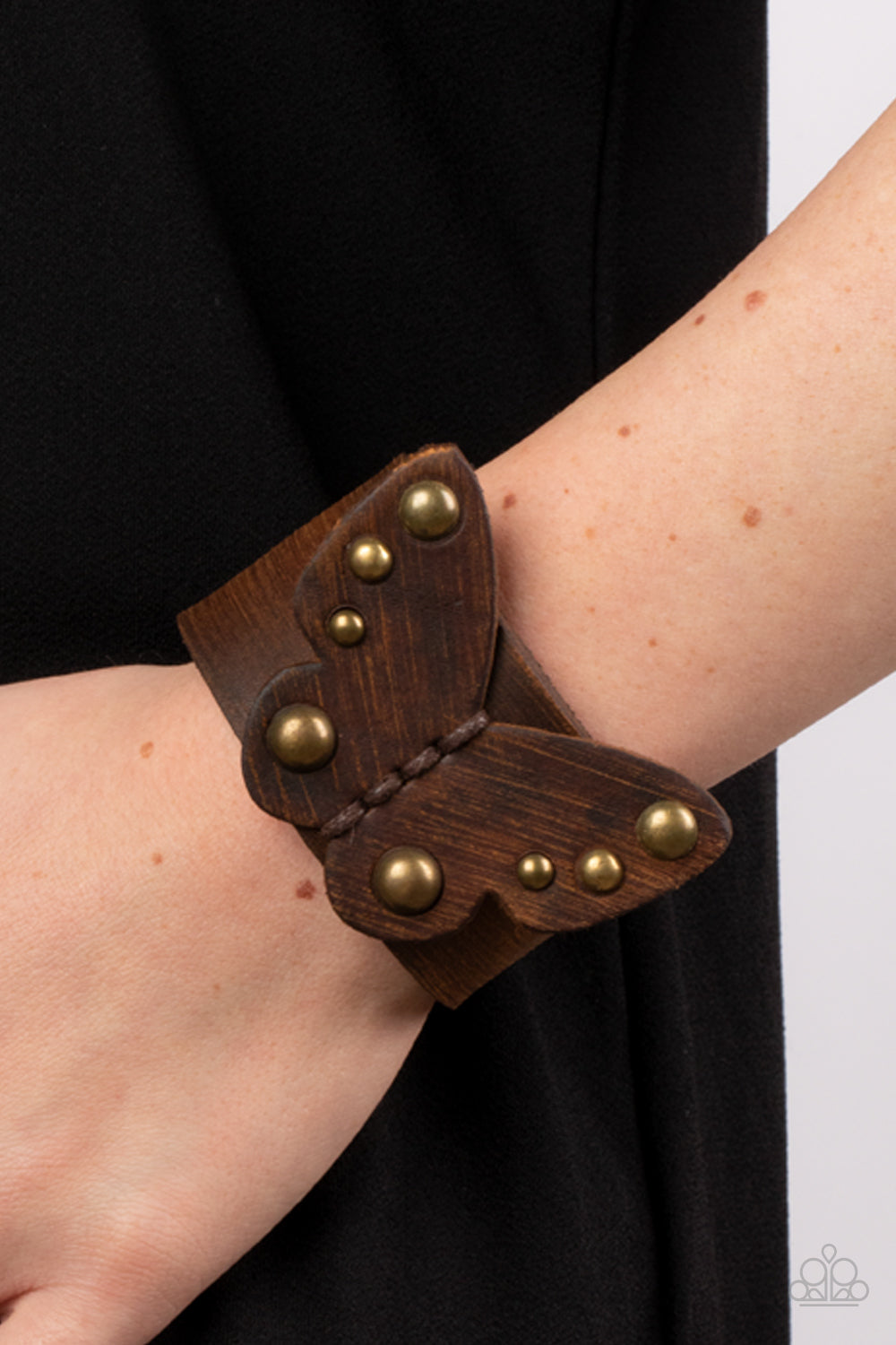 Butterfly Farm - Brass Leather Paparazzi Bracelet