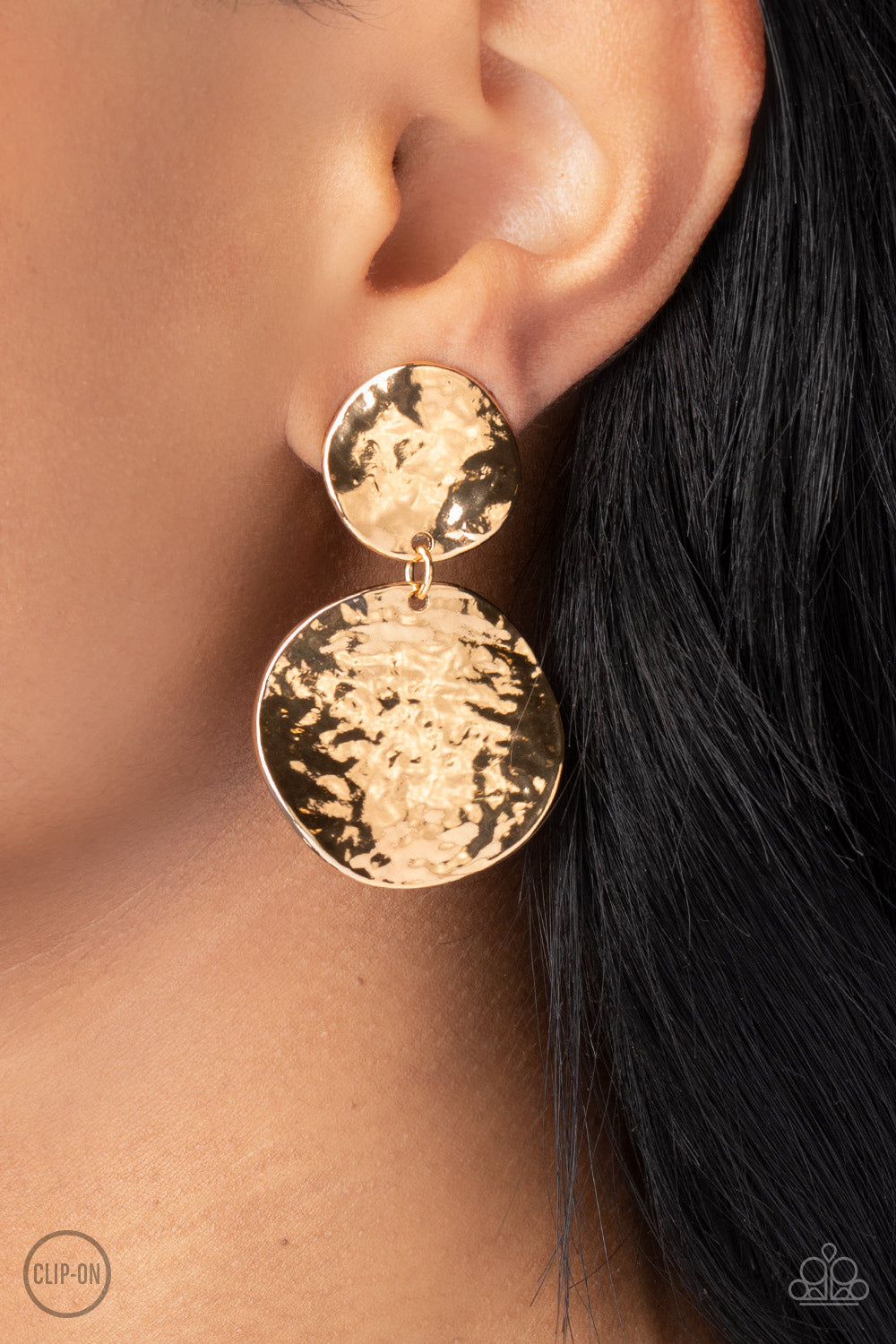 Rush Hour - Gold Clip-on Earrings