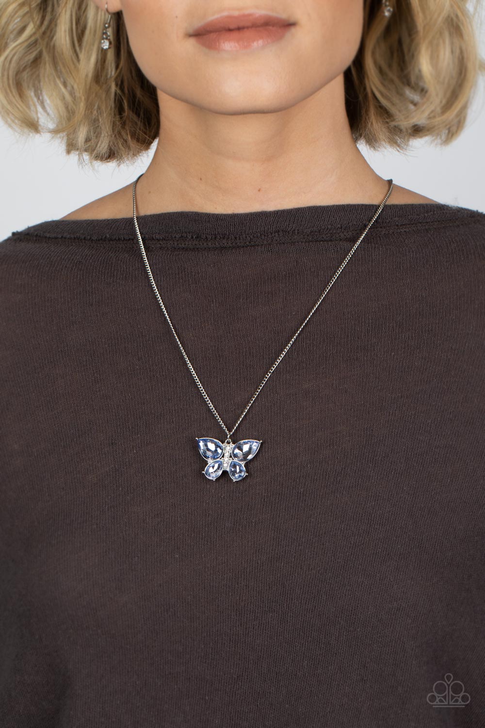 Free-Flying Flutter - Blue Paparazzi Necklace